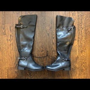 Leather knee high boots